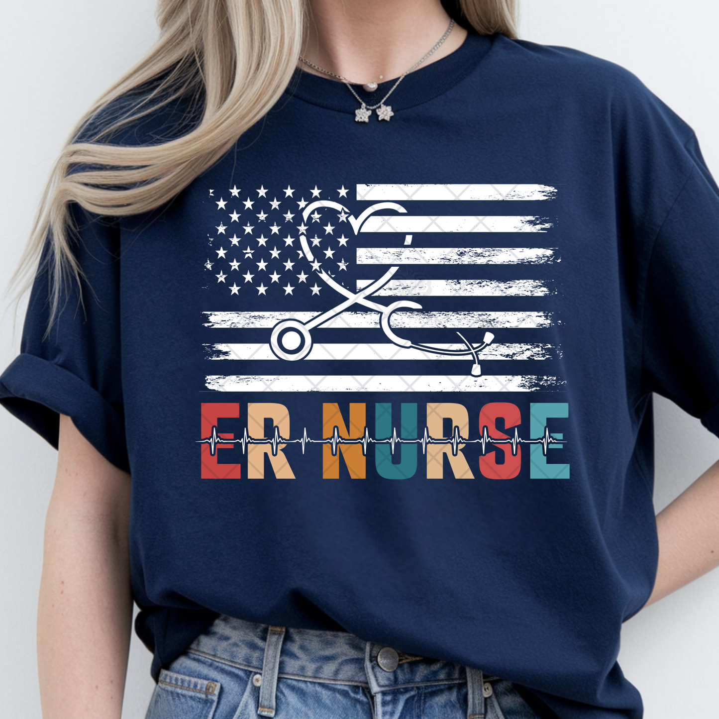ER Nurse American Flag - Premium Graphic T-Shirt for Casual Wear