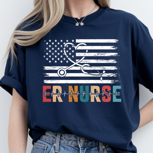 ER Nurse American Flag - Premium Graphic T-Shirt for Casual Wear