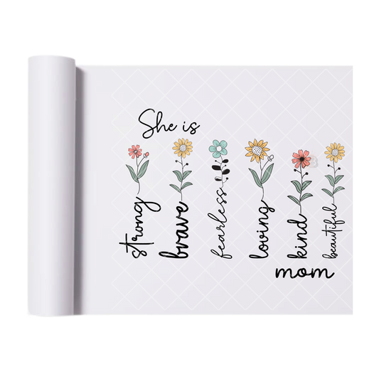 She Is Mom - Direct Print Film Transfer for T-Shirts, Cotton, Polyester & Blends - High-Quality Print