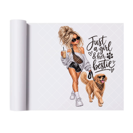 Just A Girl and Her Lab - Direct Transfer Print, Ready To Press For T-Shirts, Cotton, Polyester & Blends - Tshirt Business Quality