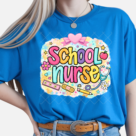 Colorful School Nurse - Premium Graphic T-Shirt for Casual Wear