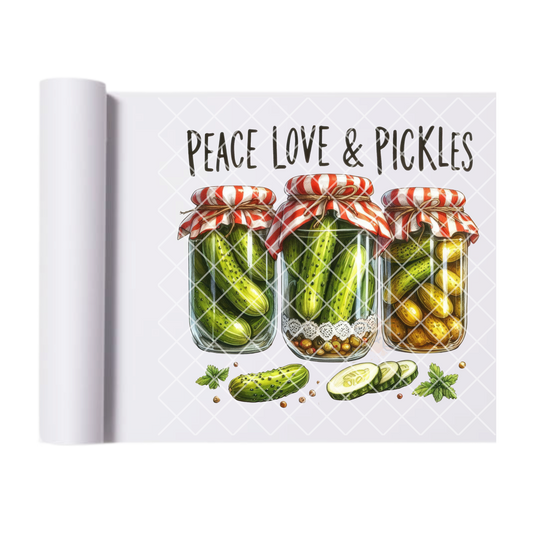 Peace love & pickles DTF film t shirt transfer
