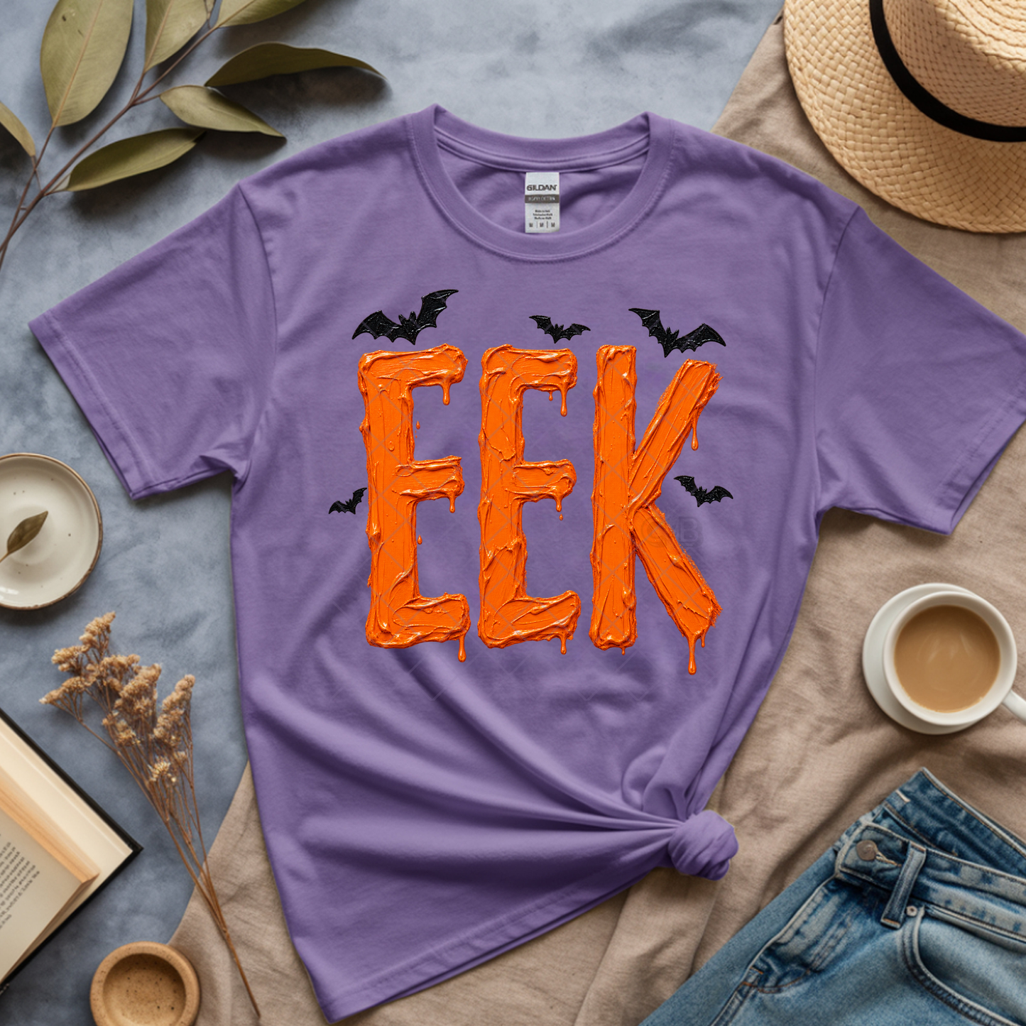 Paint Smudge Eek and Bats - Premium Graphic T-Shirt for Casual Wear