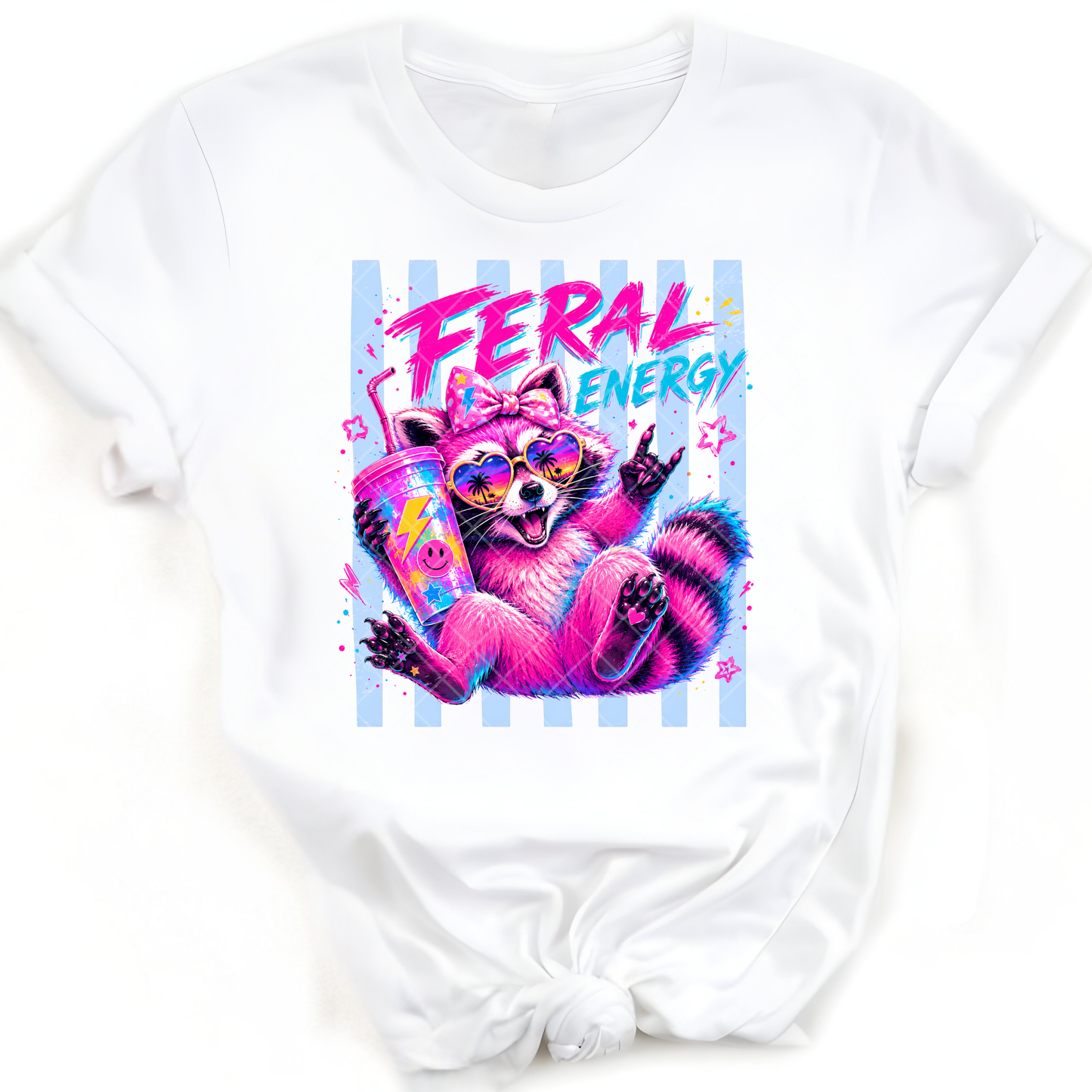 Feral Energy Raccoon Lines - Premium Graphic Trendy T-Shirt for Casual Wear