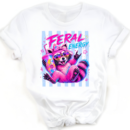 Feral Energy Raccoon Lines - Premium Graphic Trendy T-Shirt for Casual Wear