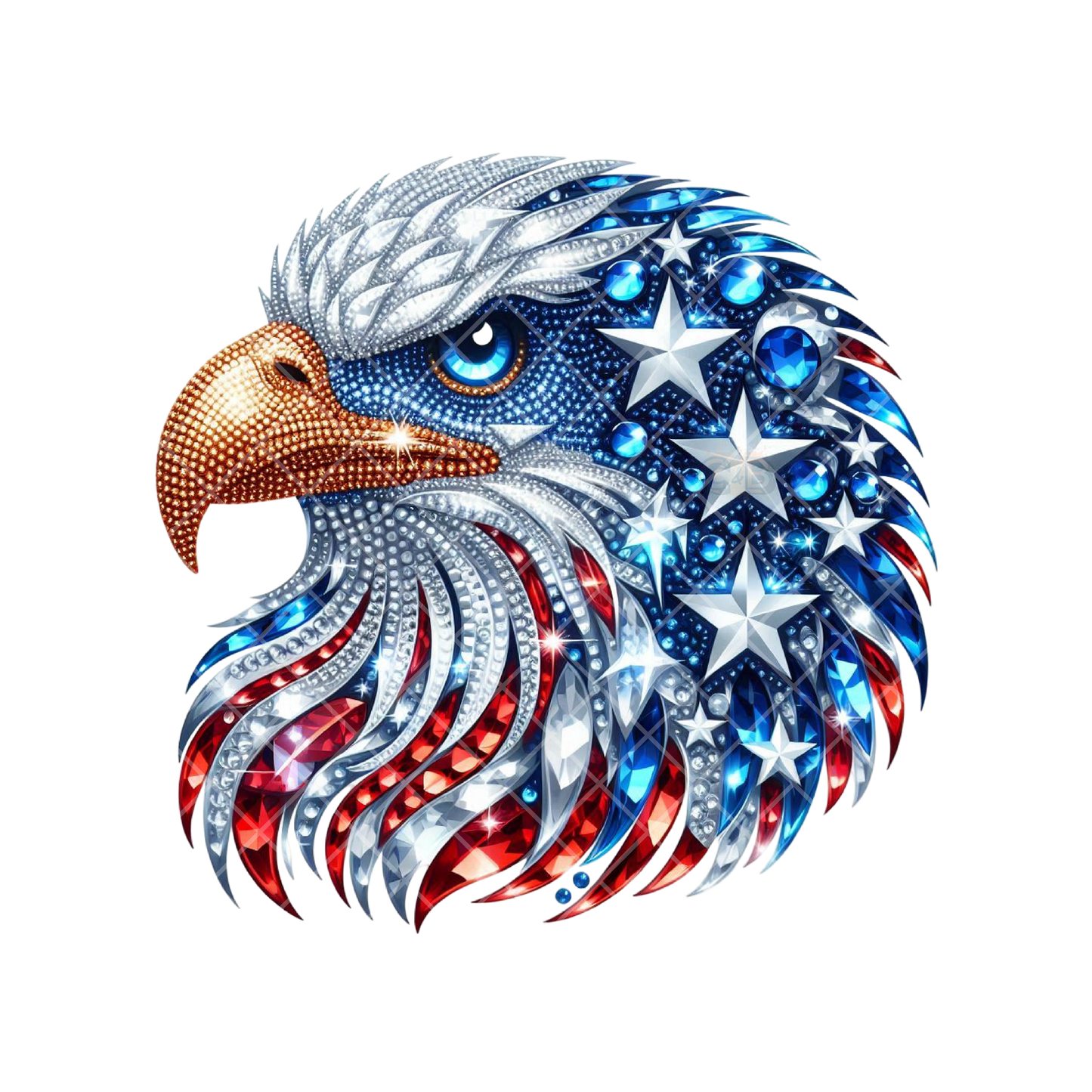 Patriotic Eagle Head Flag Feathers PNG