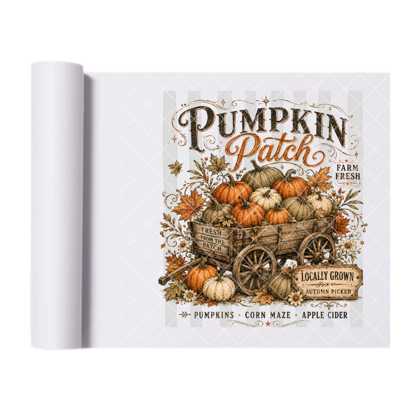 Pumpkin Patch Lines - Ready To Press Print Transfer for Apparel, Cotton, Polyester & Blends - High-Quality Print- Commercial Grade