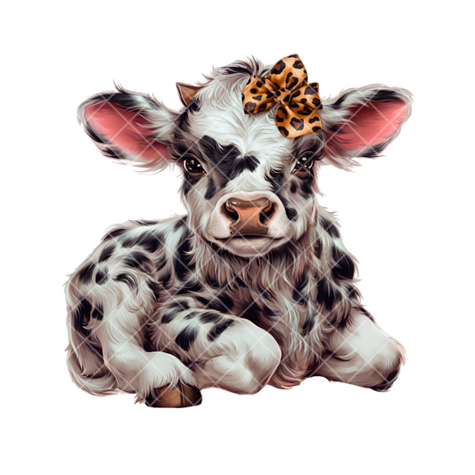 Cute Calf Leopard Bow PNG