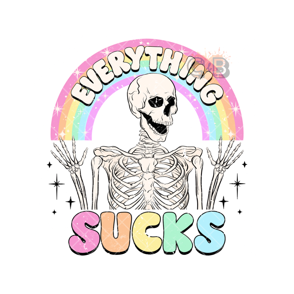 Everything Sucks Rainbow Skeleton PNG