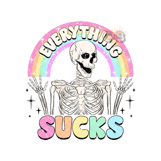 Everything Sucks Rainbow Skeleton PNG