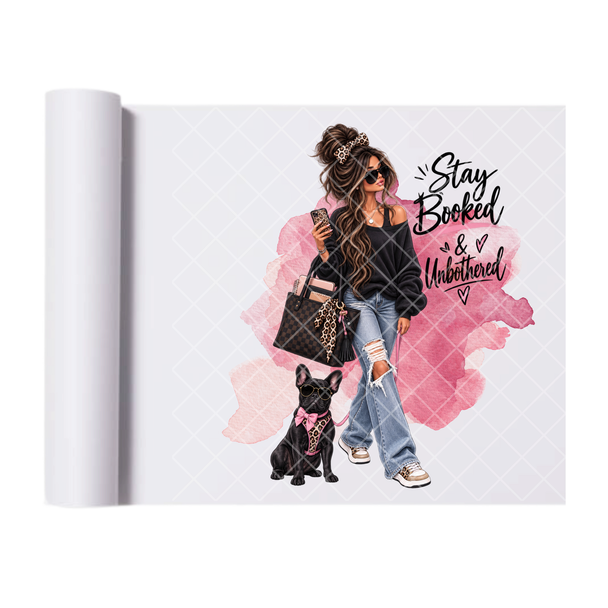 Stay Booked and Unbothered Frenchie - Ready To Press Print Transfer for Apparel, Cotton, Polyester & Blends - High-Quality Print- Commercial Grade