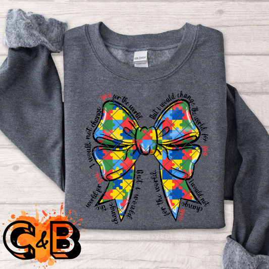 Autism awareness multicolor bow T-Shirt