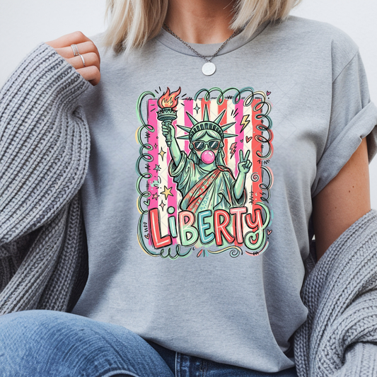 Liberty Babe Stripes - T-Shirt, Premium Graphic, Trendy T-Shirt for Casual Wear