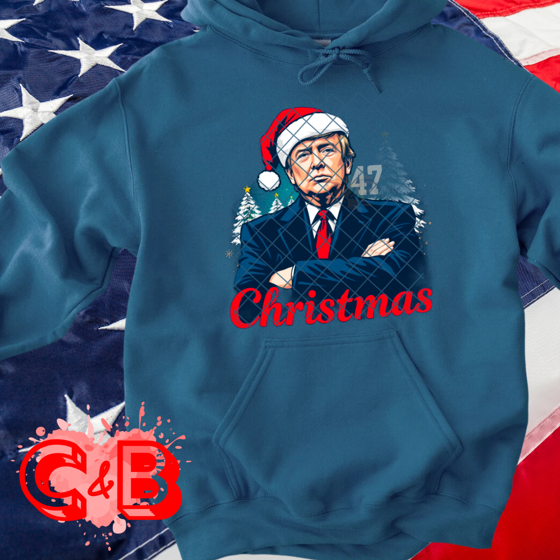 Christmas Trump 47 Santa Hat T-Shirt