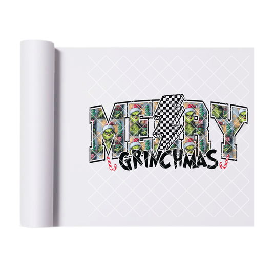 Merry Grinchmas Checkered Bolt DTF Transfer