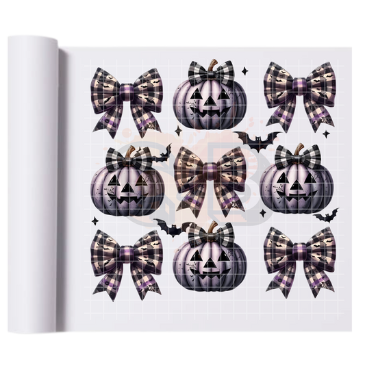 Black Bows Purple Pumpkin DTF Transfer