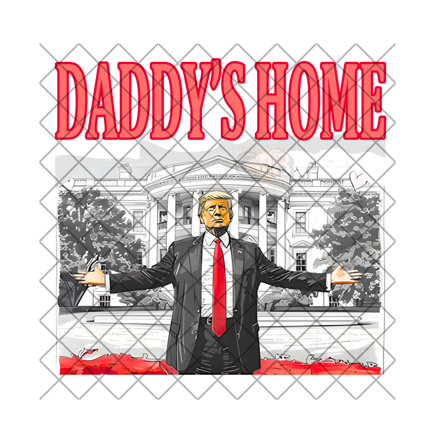 Daddy’s Home Black Suit Red Font PNG