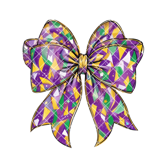 Mardi Gras colors camo bow PNG