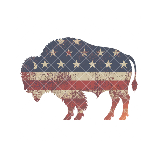 Buffalo American Flag Cutout PNG