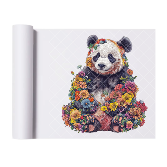 Floral Panda Bear - Direct Print Film Transfer for Trendy T-Shirts, Cotton, Polyester & Blends - High-Quality Print