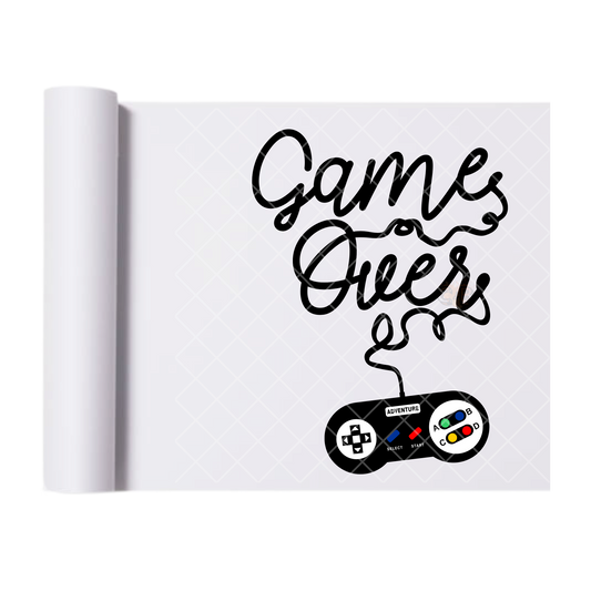 Game Over Handle - Direct Print Film Transfer for T-Shirts, Cotton, Polyester & Blends - High-Quality Print