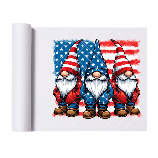 Gnome Patriots - Direct Print Film Transfer for Trendy T-Shirts, Cotton, Polyester & Blends - High-Quality Print