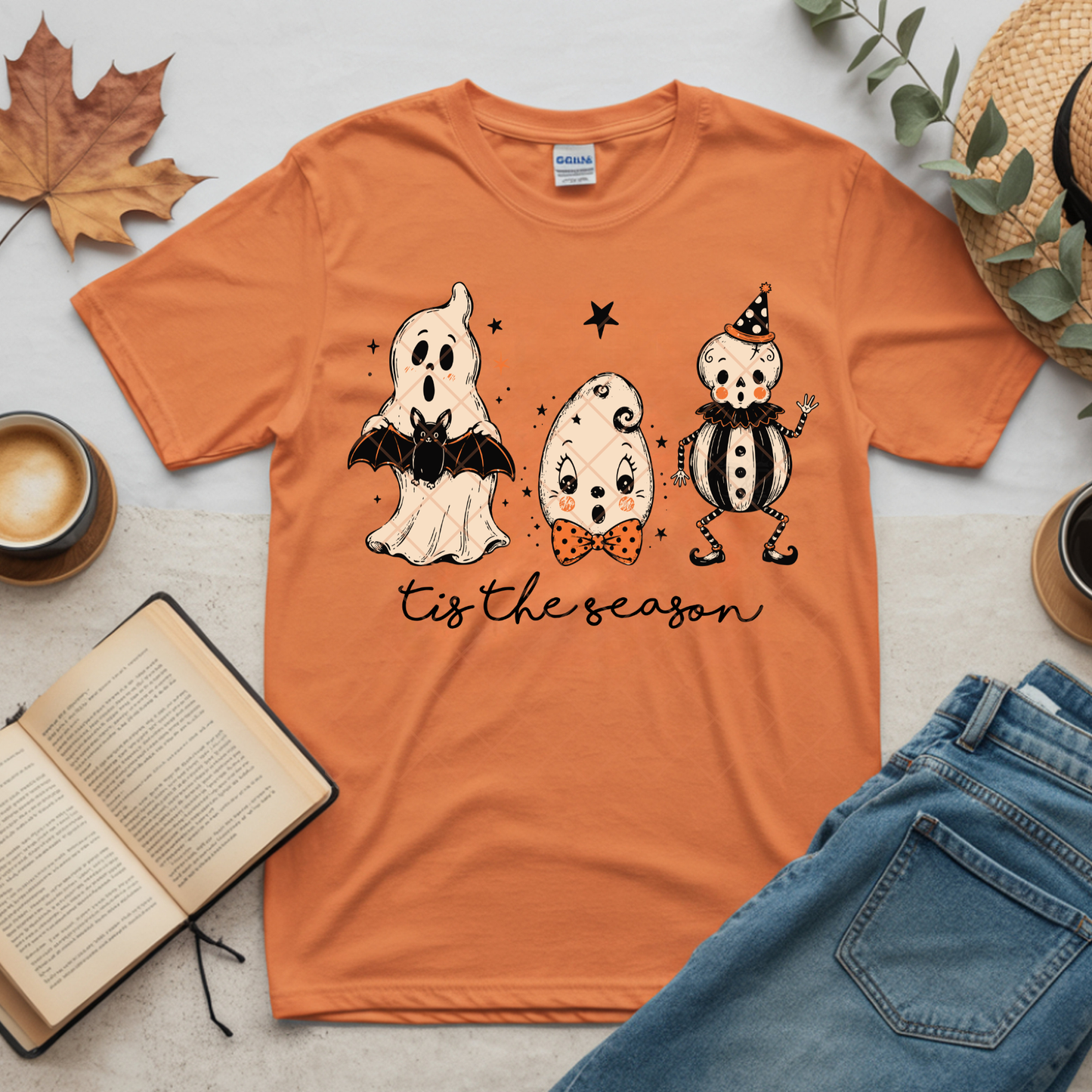 Vintage Tis The Season Ghosts - Premium Graphic T-Shirt for Casual Wear