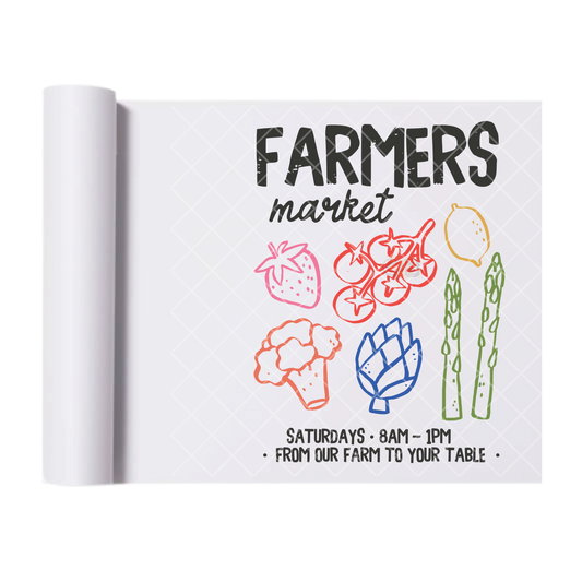 Saturday Farmers Market Vibes - Direct Print Film Transfer for T-Shirts, Cotton, Polyester & Blends - High-Quality Print