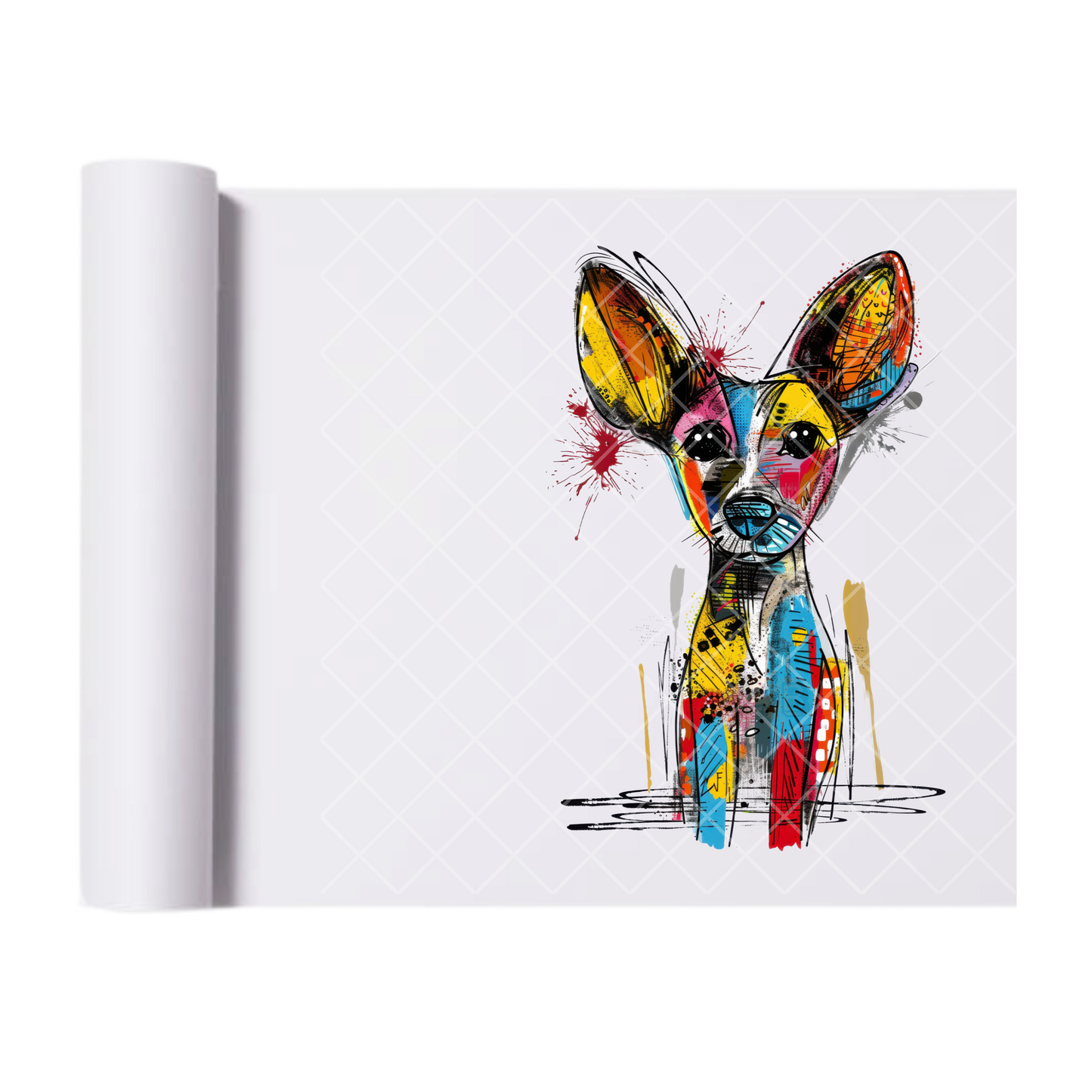 Chihuahua Art Painting - Direct Print Film Transfer for Trendy T-Shirts, Cotton, Polyester & Blends - High-Quality Print
