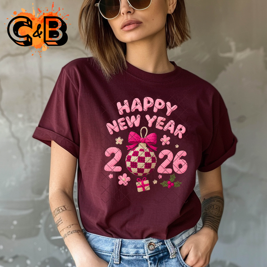 New Year 2026 Checkered Ball - Premium Graphic T-Shirt for Casual Wear