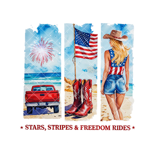 Stars Stripes & Freedom Rides PNG File