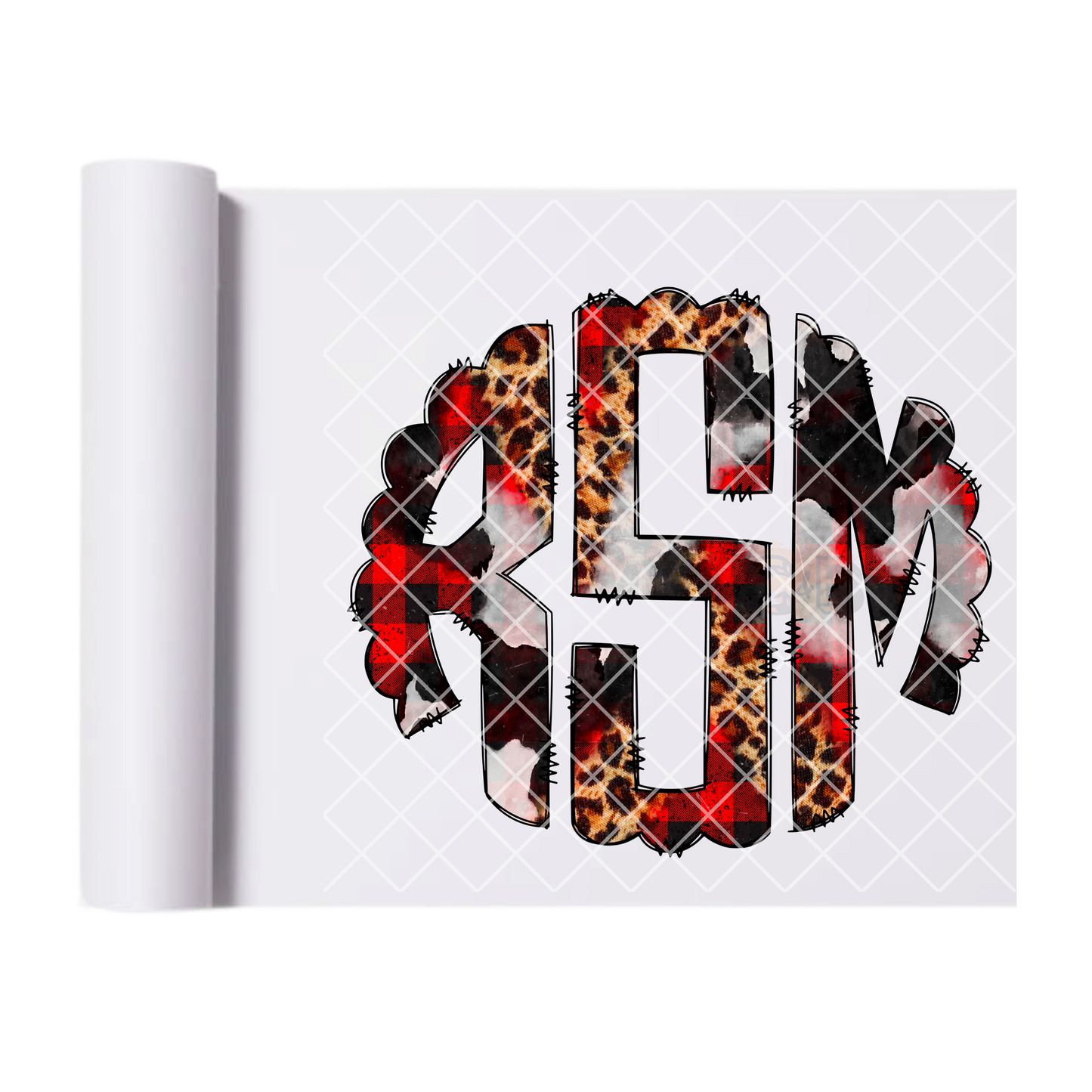 Custom Christmas Monogram Plaid Cheetah DTF Transfer