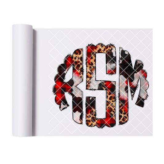 Custom Christmas Monogram Plaid Cheetah DTF Transfer