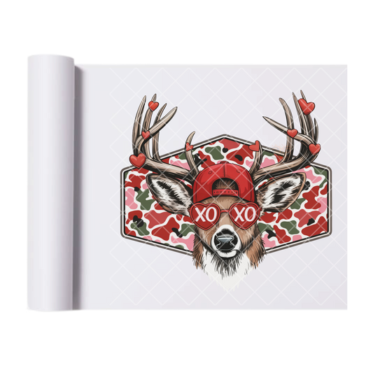 Deer Xoxo Fitted Cap - Direct Transfer Print, Ready To Press For T-Shirts, Cotton, Polyester & Blends - Tshirt Business Quality