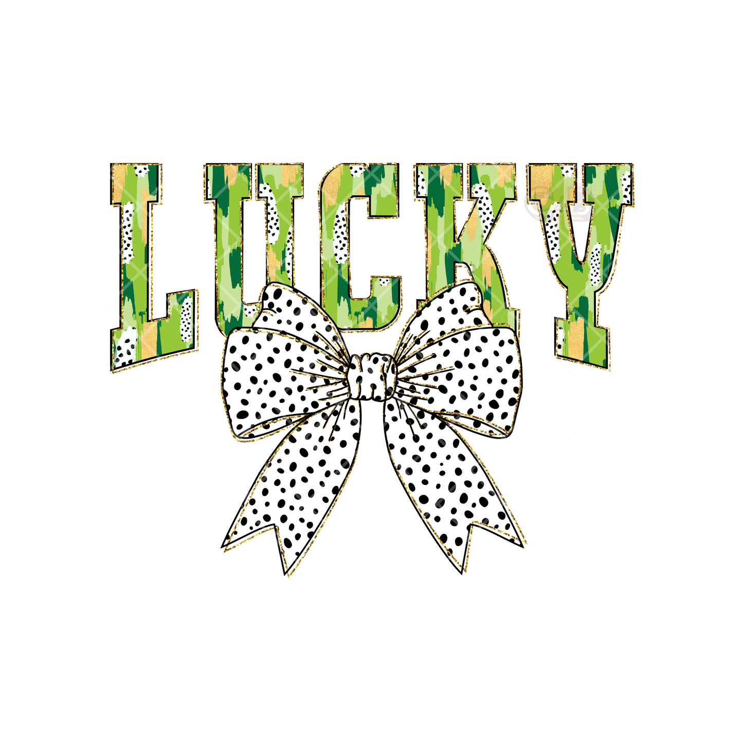Dot Bow With Lucky Green PNG