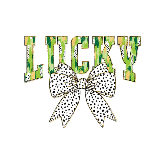 Dot Bow With Lucky Green PNG