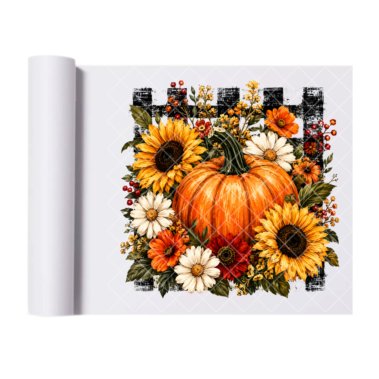 Plaid Fall Pumpkin - Ready To Press Print Transfer for Apparel, Cotton, Polyester & Blends - High-Quality Print- Commercial Grade
