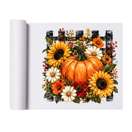 Plaid Fall Pumpkin - Ready To Press Print Transfer for Apparel, Cotton, Polyester & Blends - High-Quality Print- Commercial Grade
