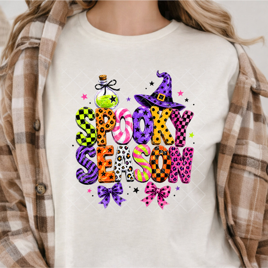 Spooky Season Coquette Bow Halloween - Premium Graphic T-Shirt for Casual Wear