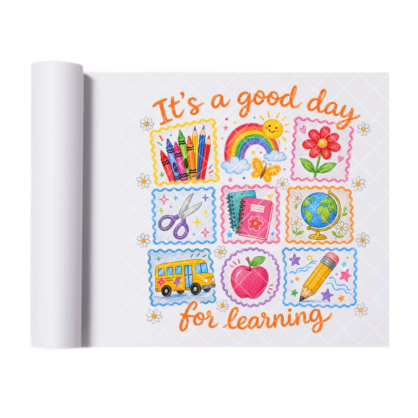 It's A Good Day For Learning School Doodle - Direct Print Film Transfer for T-Shirts, Cotton, Polyester & Blends - High-Quality Print