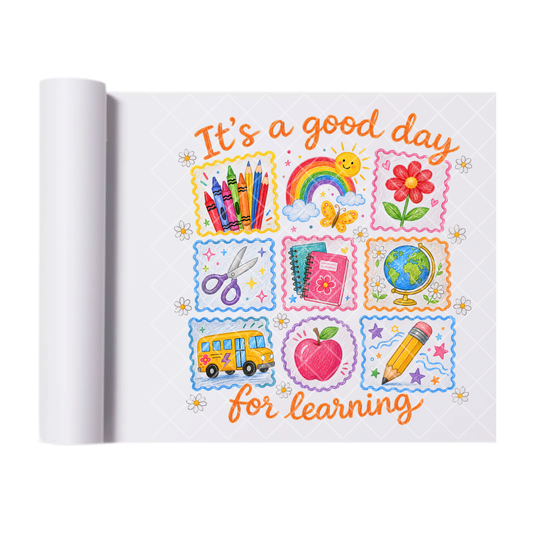 It's A Good Day For Learning School Doodle - Direct Print Film Transfer for T-Shirts, Cotton, Polyester & Blends - High-Quality Print