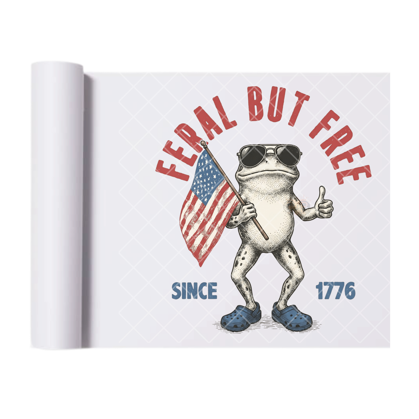 Feral But Free Frog - Direct Transfer Print, Ready To Press For T-Shirts, Cotton, Polyester & Blends - Tshirt Business Quality