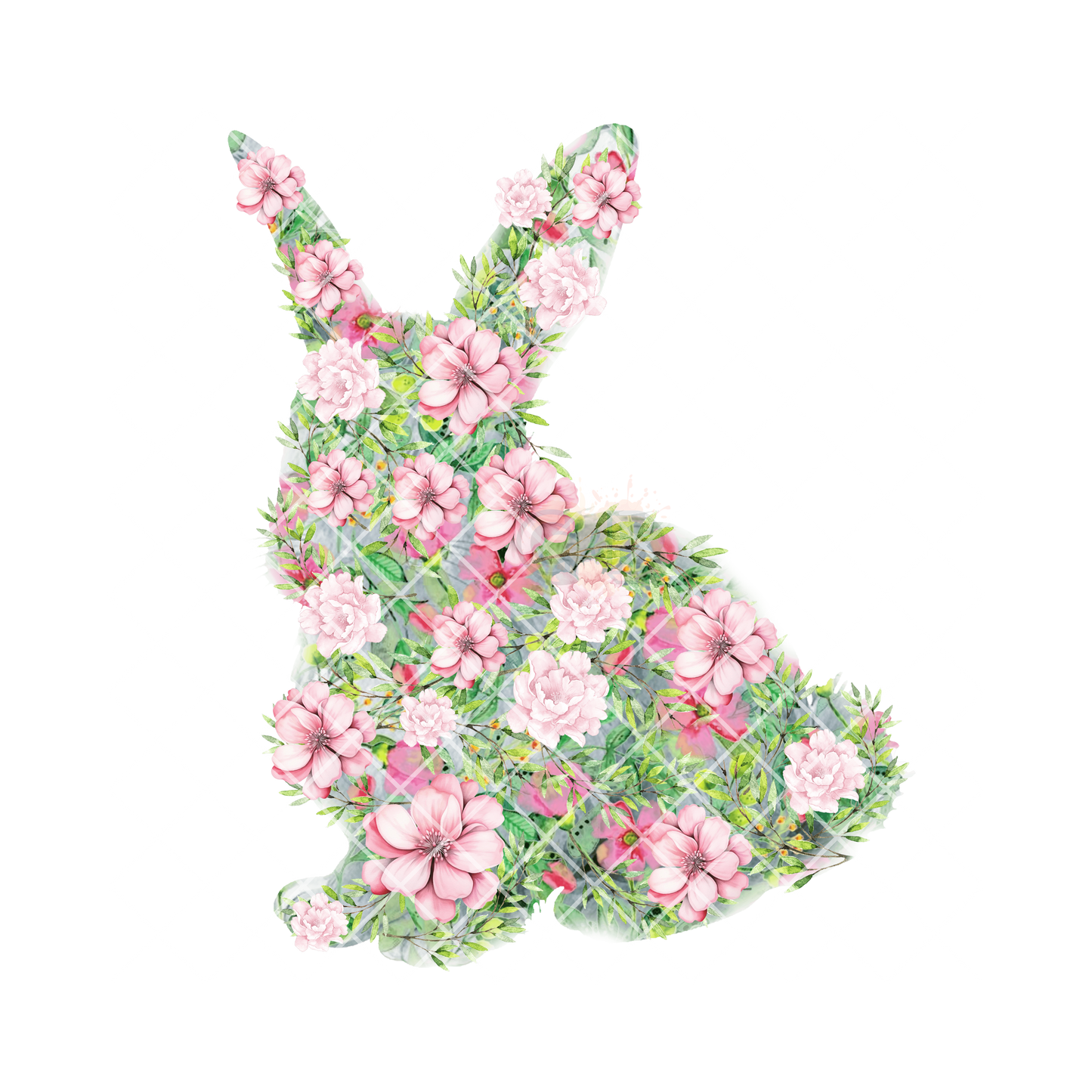 Flower rabbit silhouette DTF film t shirt transfer