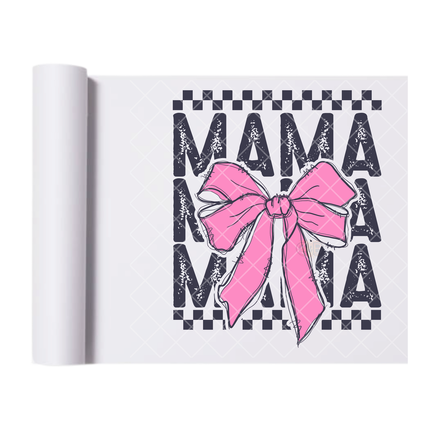Mama Animated Pink Bow - Direct Print Film Transfer for T-Shirts, Cotton, Polyester & Blends - High-Quality Print
