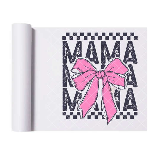 Mama Animated Pink Bow - Direct Print Film Transfer for T-Shirts, Cotton, Polyester & Blends - High-Quality Print