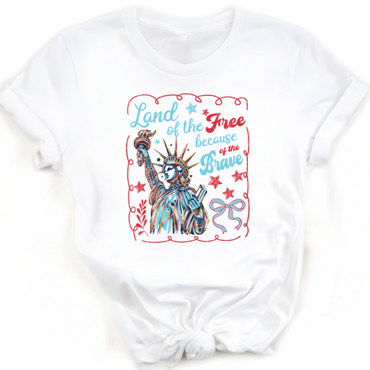 Land Of The Free Tatted Lady Liberty - Premium Graphic T-Shirt for Casual Wear