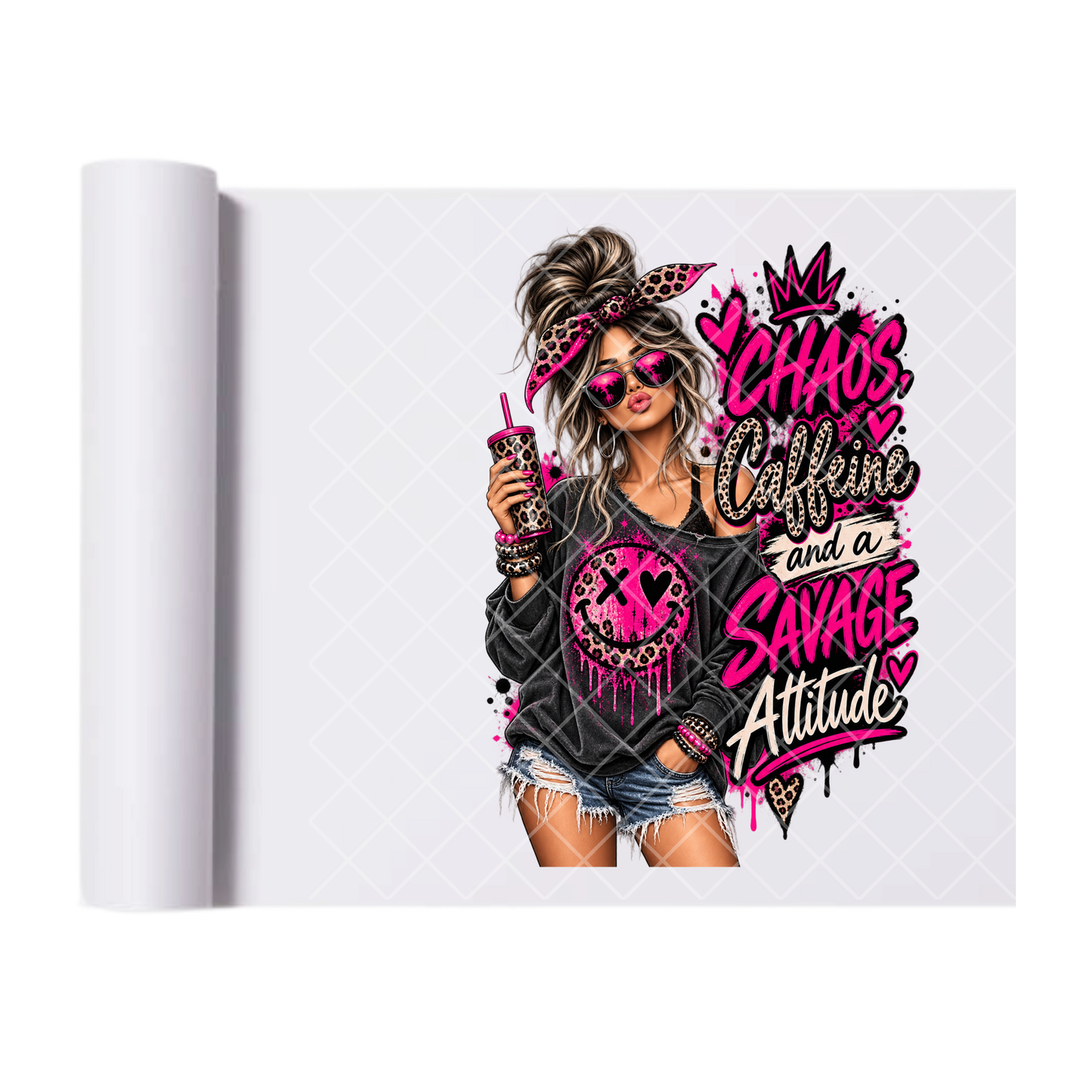 Savage Attitude Gal - Ready To Press Print Transfer for Apparel, Cotton, Polyester & Blends - High-Quality Print- Commercial Grade