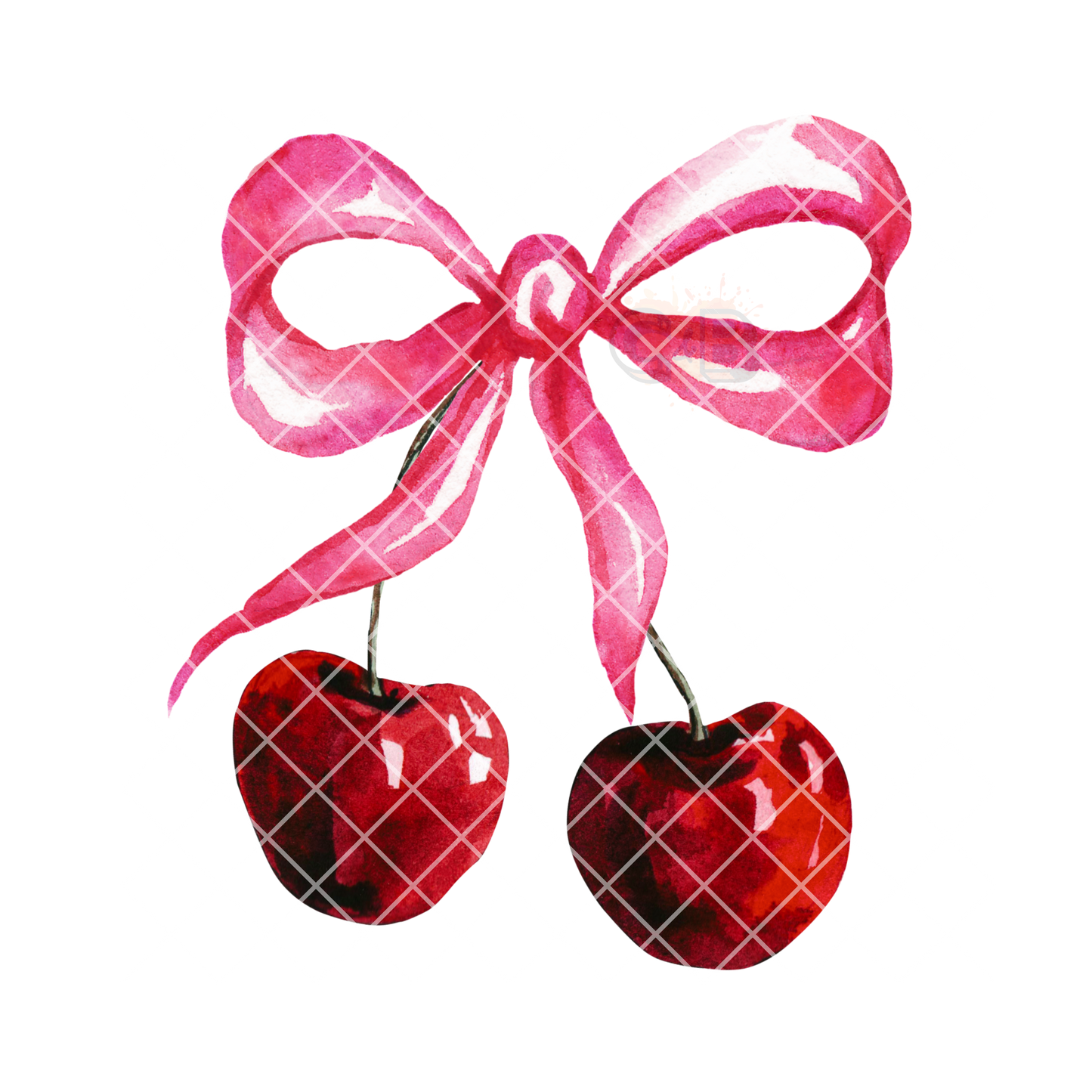 Cherry pink ribbon watercolor DTF transfer-high quality transfer for printing