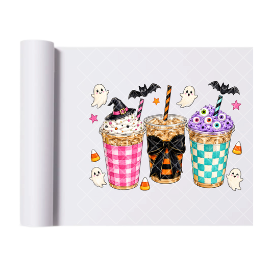 Halloween Boujie Coffee - Ready To Press Print Transfer for Apparel, Cotton, Polyester & Blends - High-Quality Print- Commercial Grade