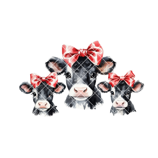 Cow trio with bows PNG